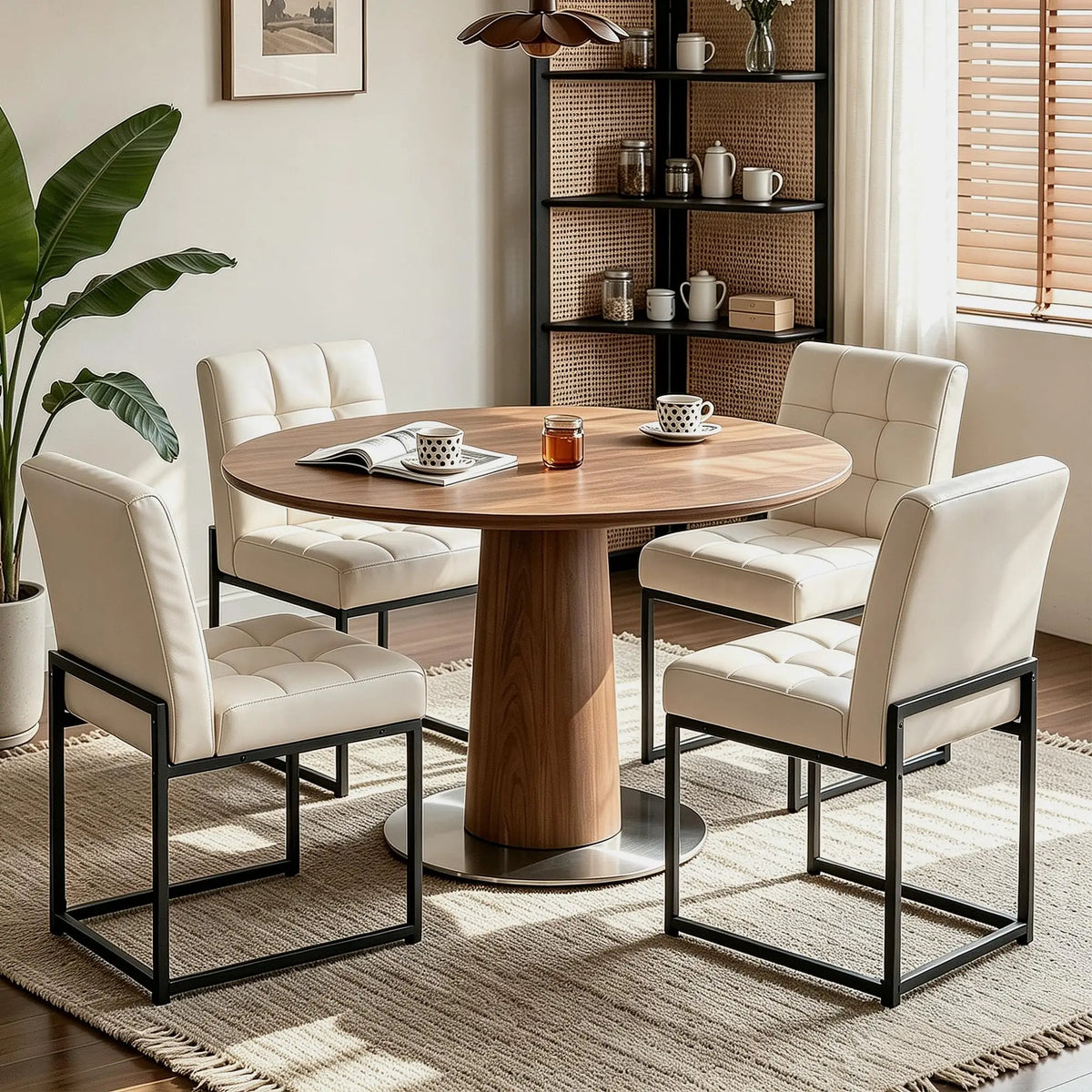 HiMISS Set Of 2 Mid Century Modern Leather Dining Chairs