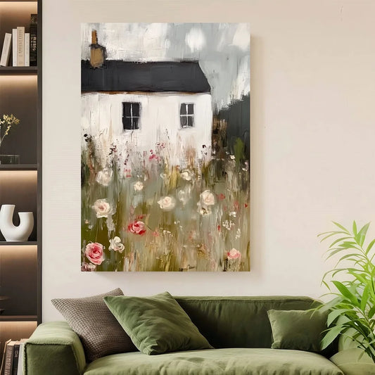 Framed Canvas Print Vintage Rose Garden Art Deco Style