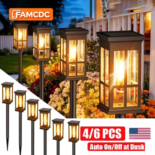 FAMCDC Solar Pathway Lights Auto On Off Waterproof Landscape Lighting
