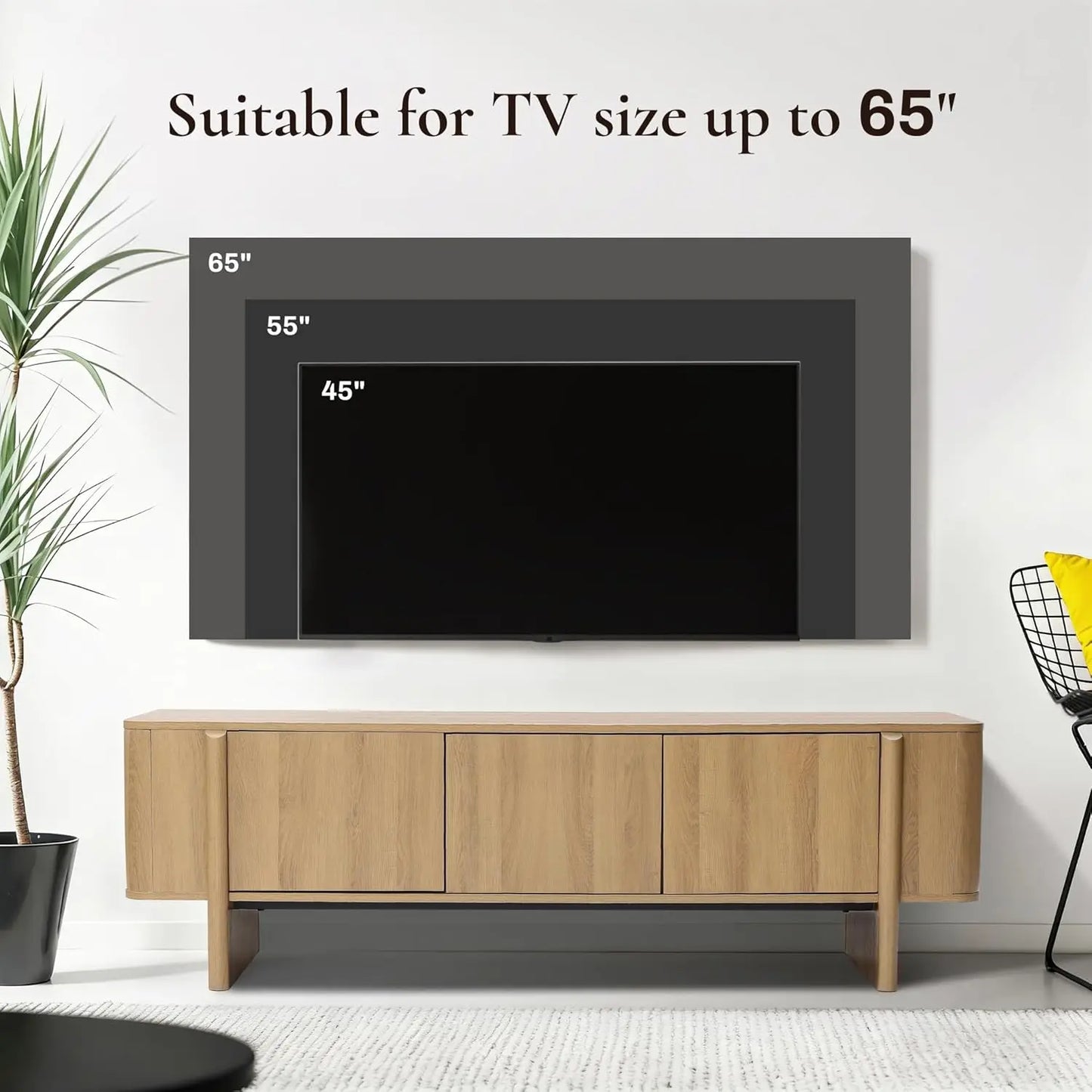 Oak TV Stand Media Console With Low Profile Storage