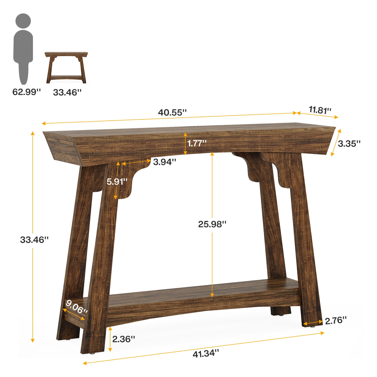Tribesigns Farmhouse Console Table With Two-Tier Storage Shelf