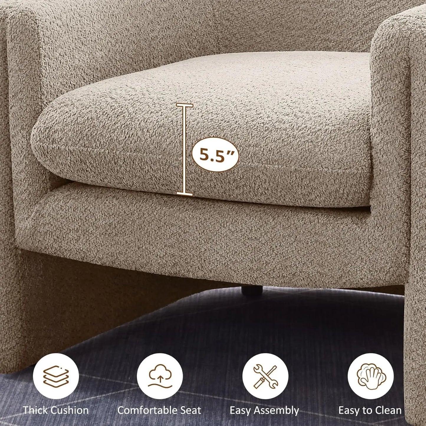 31.2" Accent Chair, Modern Upholstered Living Room Chairs, Comfy Single Sofa Chair for Office, Bedroom, Waiting, Customized