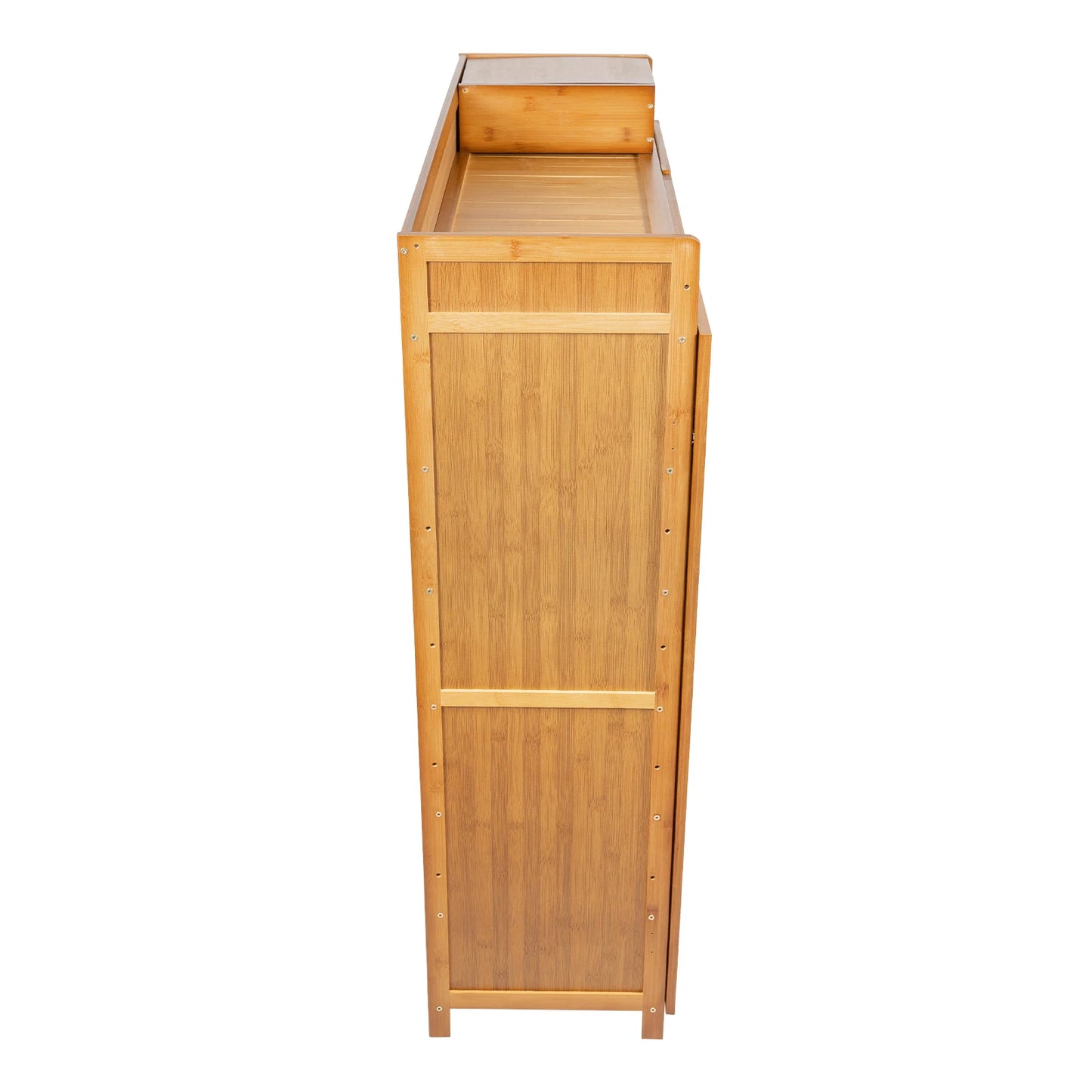 Shoe Storage Cabinet, Free Standing Shoe Racks, 7-Tier Bamboo Shoe Organizer, Large Capacity Rack with Doors, Multi-Purpose Storage Shelf, Waterproof Surface, Easy Assembly, Modern Entryway Organizer for Shoes, Bags, Clothes,