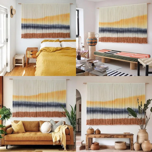 Macrame Wall Hanging Dip Dyed Coastal Tapestry Boho Decor