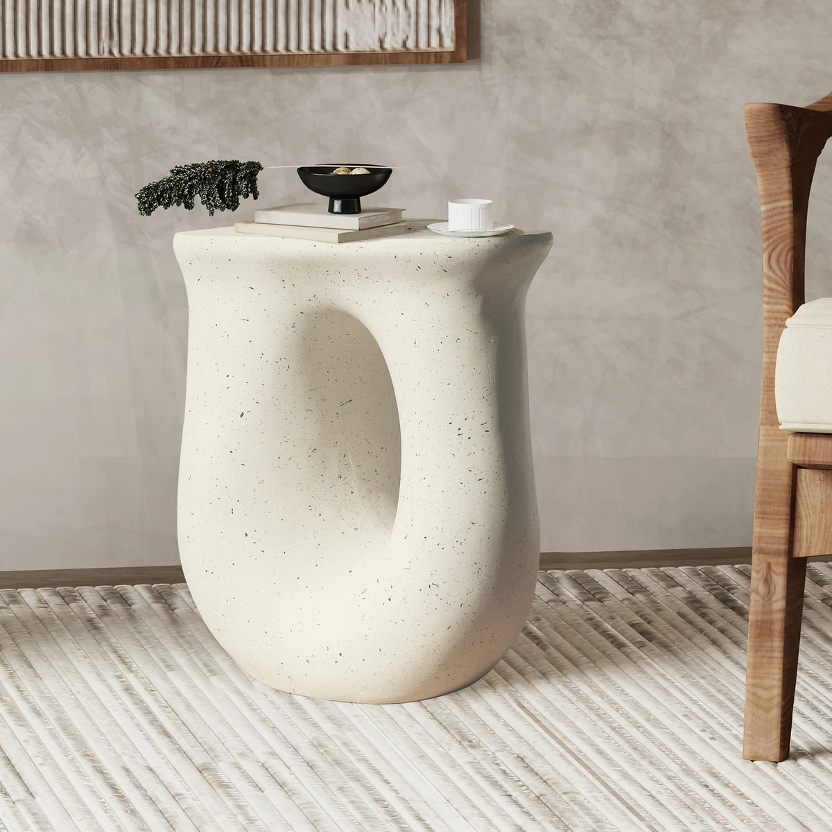Wisfor Modern Oval Pedestal Side Table For Home Decor