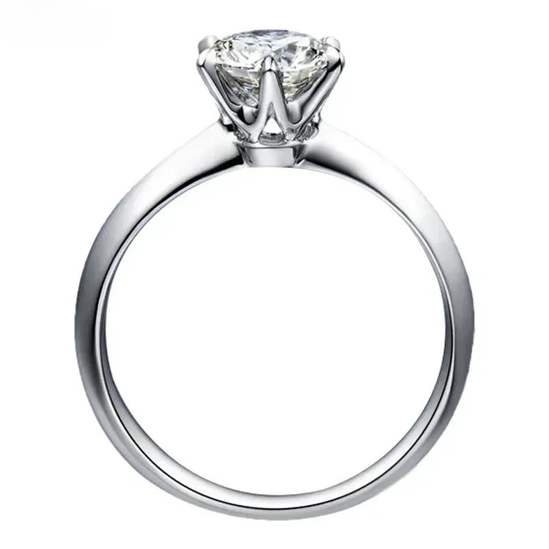 Classic D Moissanite Six Claw Ring S925 Sterling Silver Luxury Wedding Anniversary Jewelry Rings Wholesale