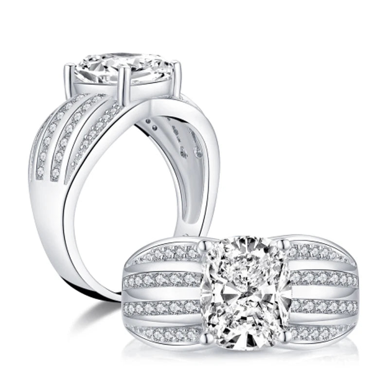 OXTAO Luxury Women Ring Real 925 Sterling Silver Zircon Engagement Ring Wedding Band Jewelry For Bridal Valentine's Day Gift