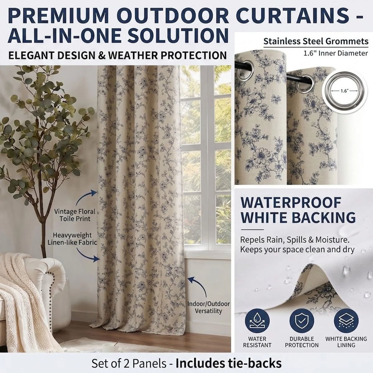 Blackout Window Curtains With Thermal Insulation And Grommet Top