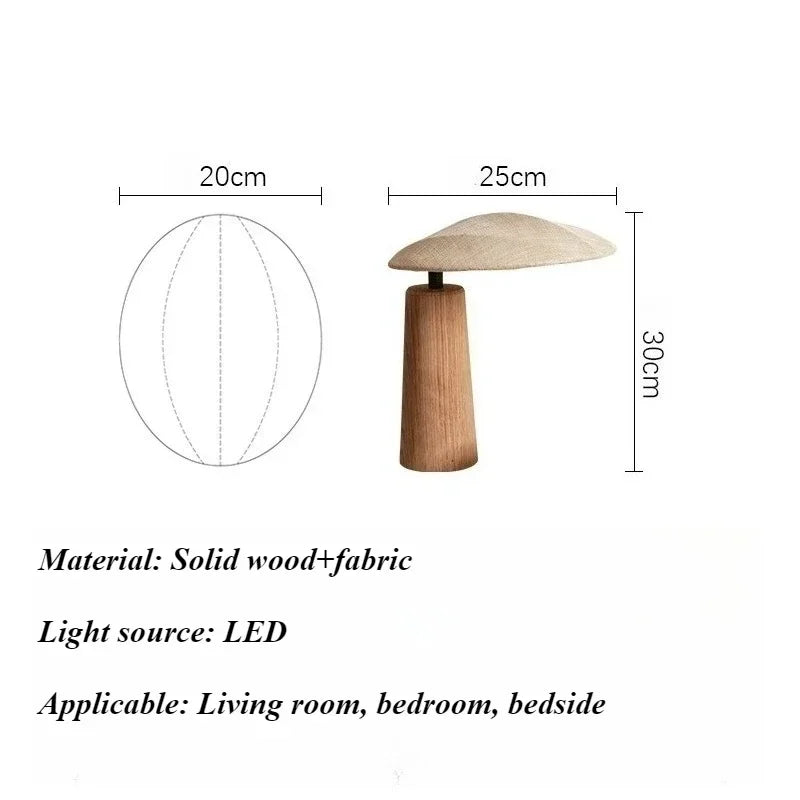Wabi Sabi Table Lamp Solid Wood Bedroom Bedside Japanese Wooden Homestay Teahouse Fabric Home Decoration Desk Light
