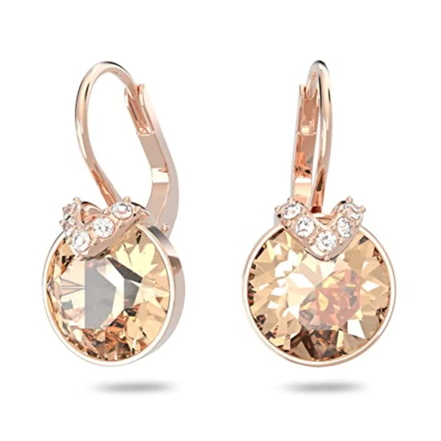 Bella V Crystal Earrings, Grey, Yellow, Clear, Rose Color Crystals, Part of the Bella V Collection