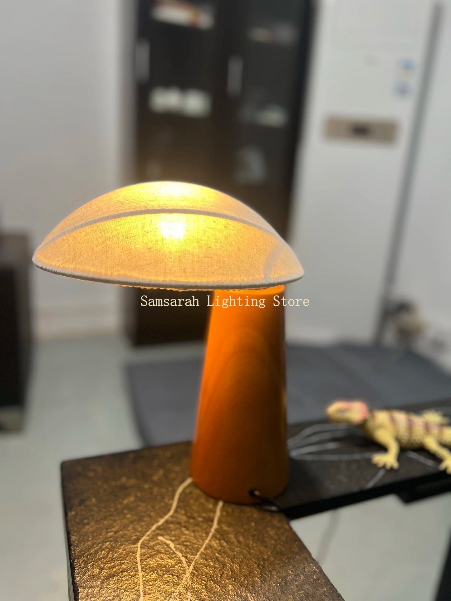 Wabi Sabi Table Lamp Solid Wood Bedroom Bedside Japanese Wooden Homestay Teahouse Fabric Home Decoration Desk Light