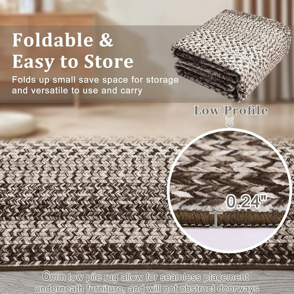 Garvee Boho Braided Area Rug for Living Room and Bedroom
