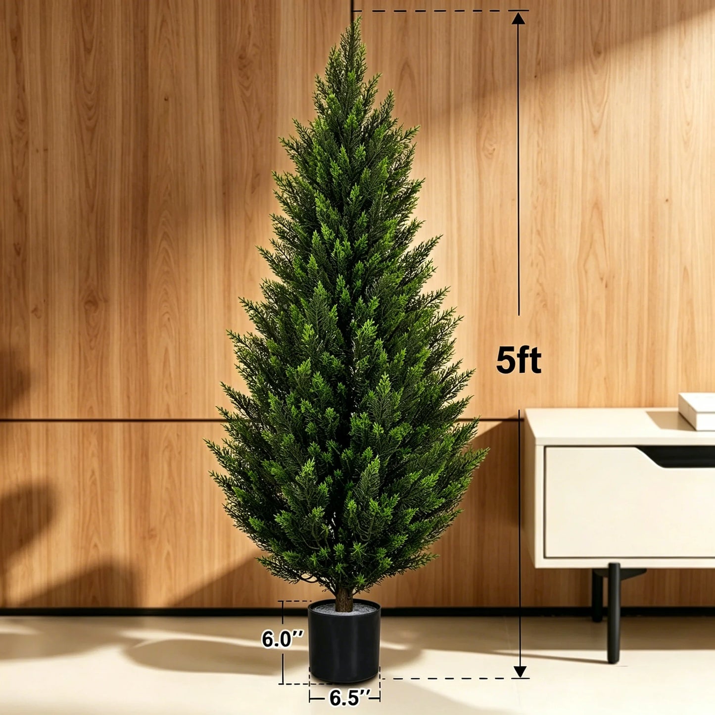 Artificial Cedar Topiary Trees 2/3/4/5/6FT Tall, 1PC/2PCS Faux Pine Cypress Shrubs, Lifelike Fake Plants for Indoor Outdoor Front Porch Home Decor, Christmas Holiday Decoration