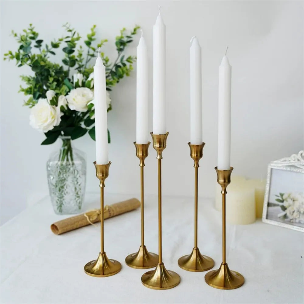 Romantic Gold Candlestick Set Metal Taper Holders For Home Decor