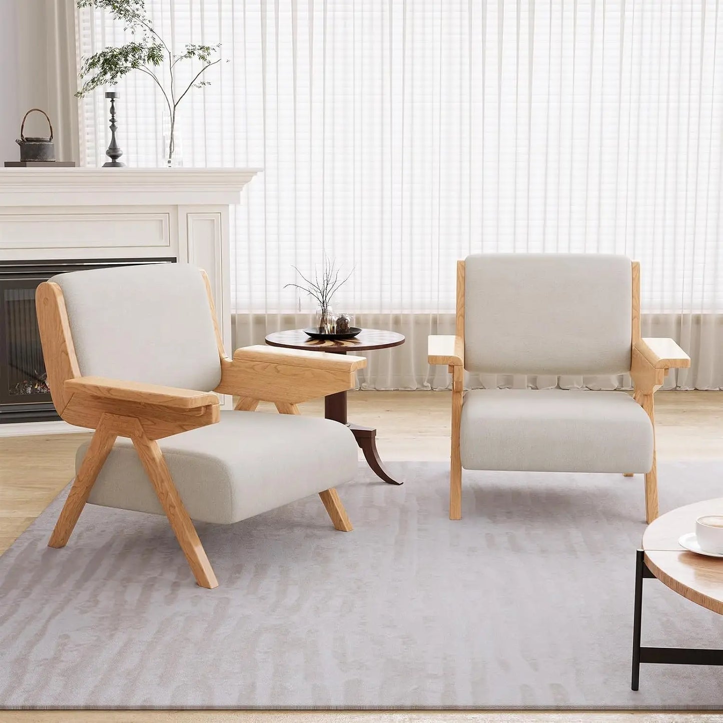 Accent Chair, Mid-Century Modern Velvet Upholstered Lounge Chair with Solid Wood Arms and Thick Cushion, Customized