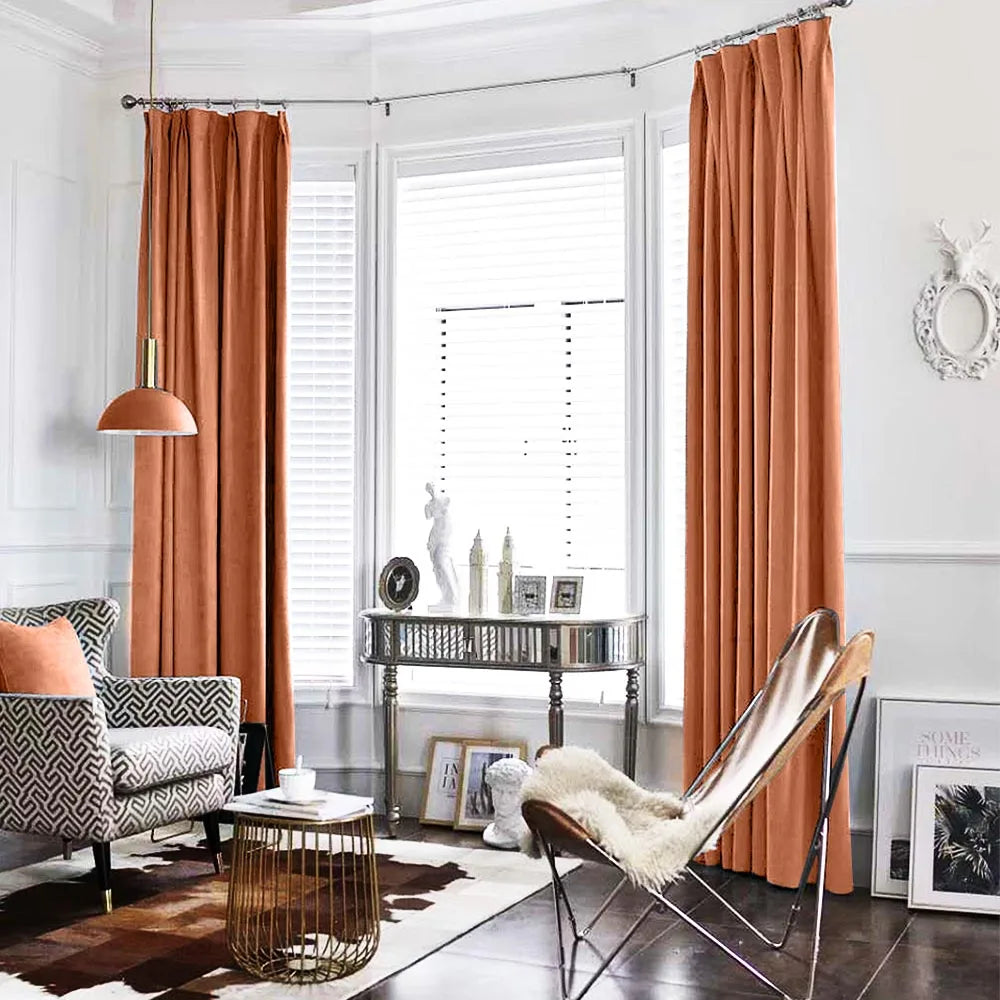 Jinchan Blackout Velvet Curtains Thermal Insulated
