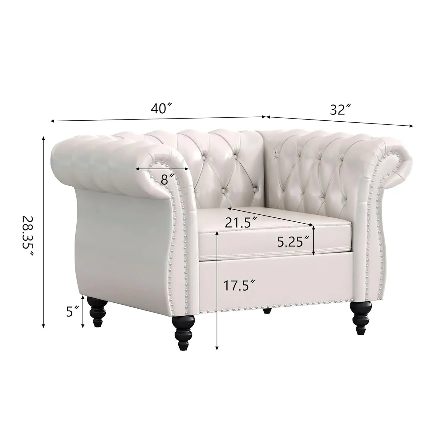 Accent Sofa Chair for Living Room, Modern PU Leather Upholstered Armchair, Oversized Comfy Single Sofa Chair, Customized