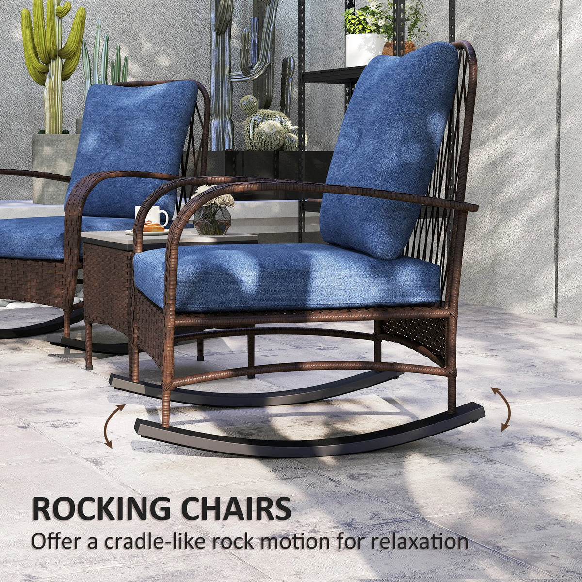 Outsunny All Weather Patio Rocking Chair Set With Coffee Table