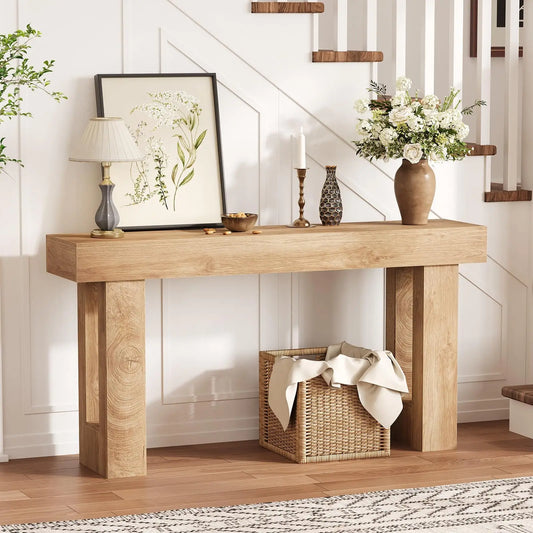 63 Inch Narrow Console Table For Entryway, Farmhouse Sofa Table Behind Couch, Long Wooden Hallway Table For Living Room Bedroom