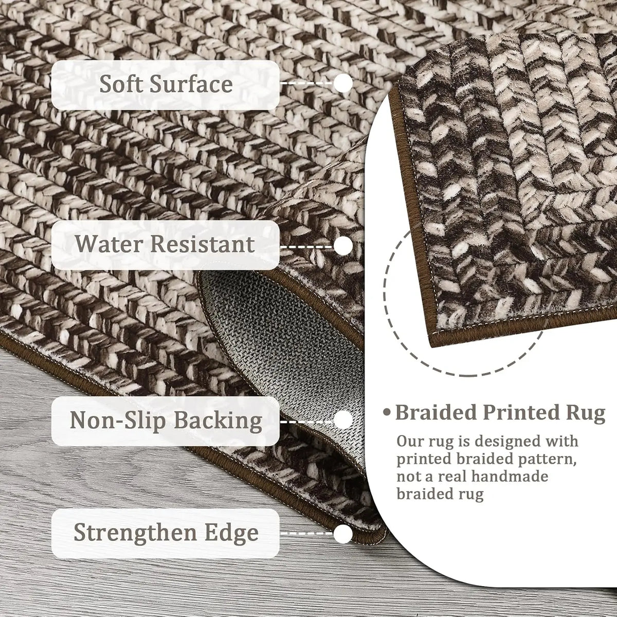 Garvee Boho Braided Area Rug for Living Room and Bedroom