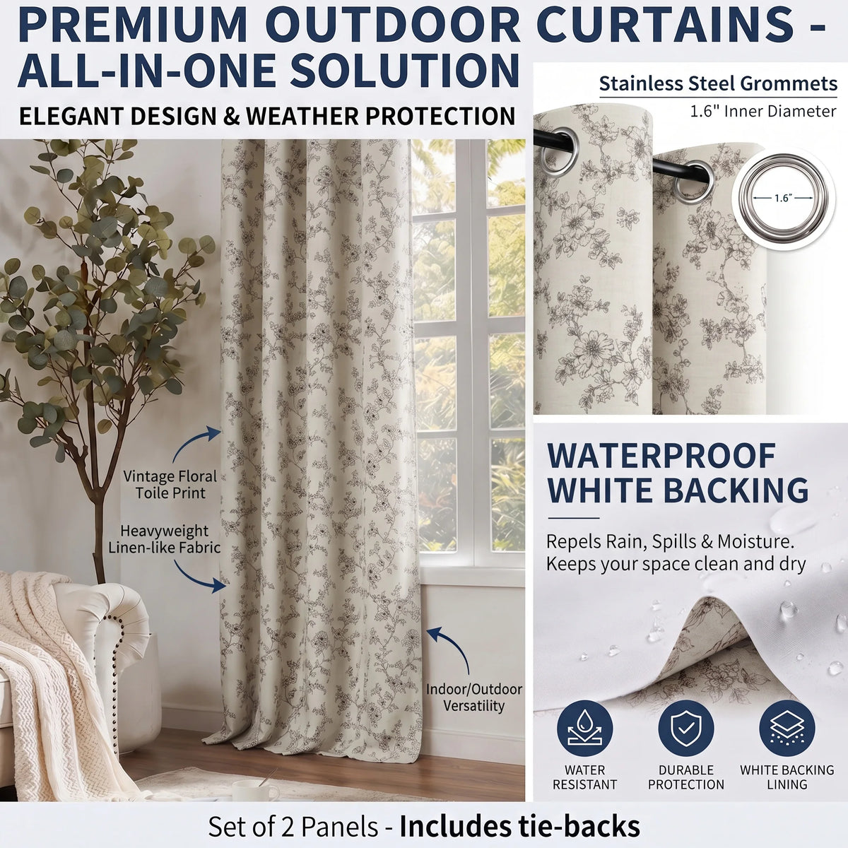 Blackout Window Curtains With Thermal Insulation And Grommet Top