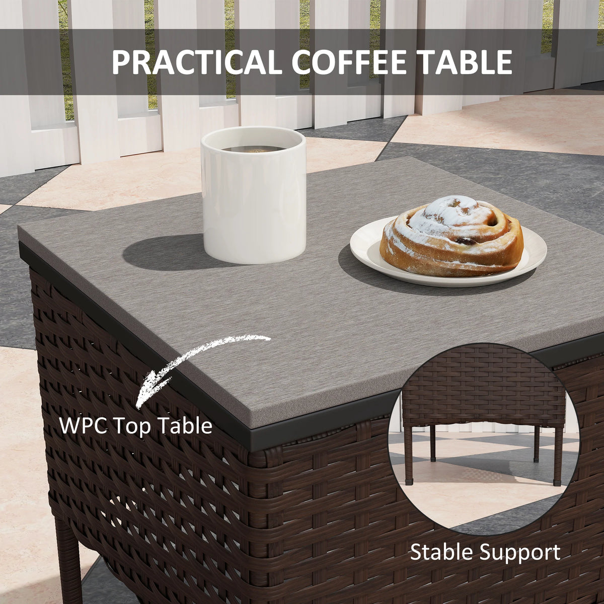 Outsunny All Weather Patio Rocking Chair Set With Coffee Table