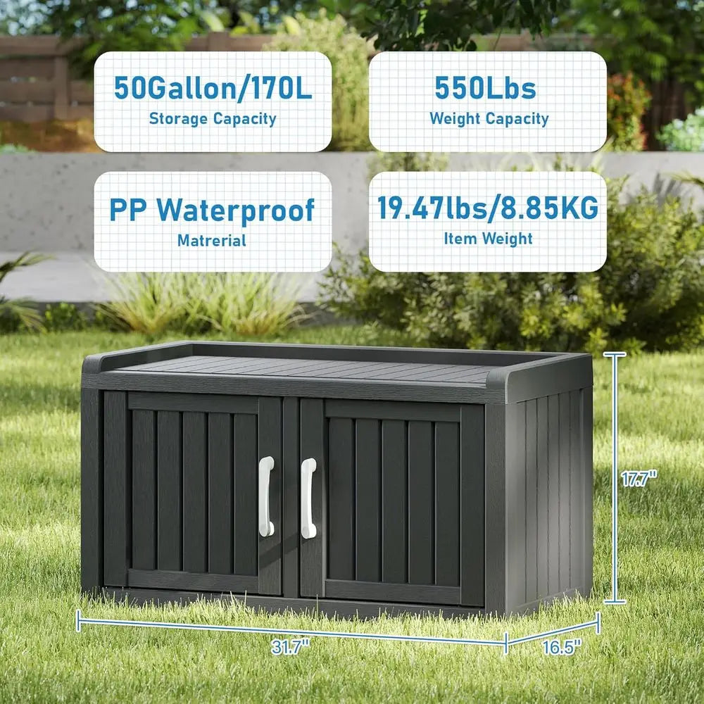 2-Tier Outdoor Shoe Storage Cabinet with Waterproof UV-Resistant Material, Adjustable Shelves for Entryway, Hallway, Living Room