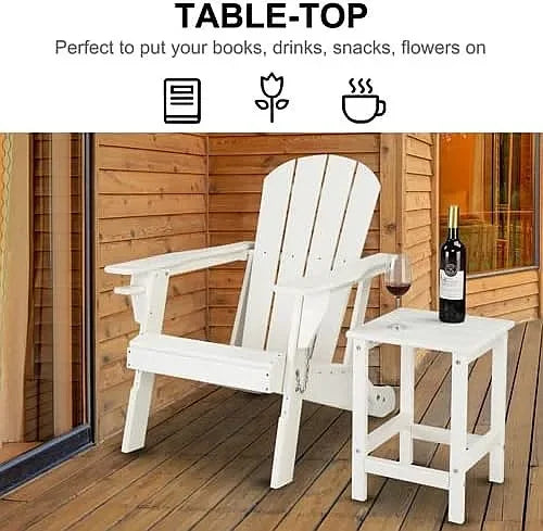 VINGLI HDPE Adirondack Side Table Weather Resistant Indoor Outdoor Patio End Table for Living Room Garden Decor