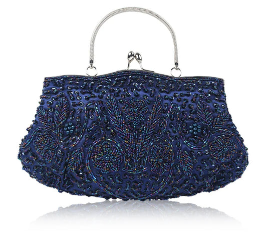 Women's Retro Small Totes Evening Bags Beaded Embroidered Ladies Clutch Purse Shoulder Chain Wedding Party Handbags Bags Purses