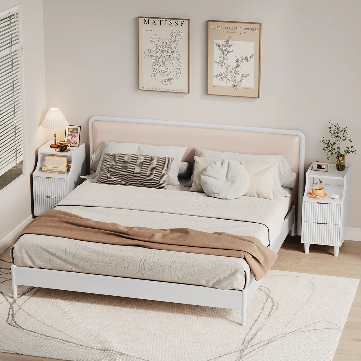Set of 2, Narrow Nightstand with 2 Drawers, Slim Bedside Table | 11.81"W Modern Nightstand with Open Shelf , Space Saving Storage Cabinet for Bedroom and Study