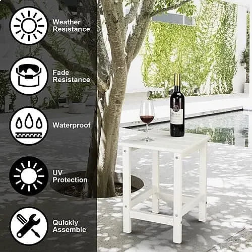 VINGLI HDPE Adirondack Side Table Weather Resistant Indoor Outdoor Patio End Table for Living Room Garden Decor
