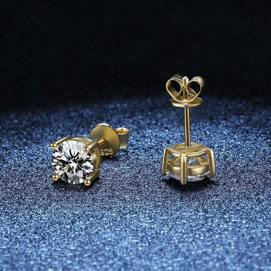 Angel Bola Sterling Silver Moissanite Charm Stud Earrings