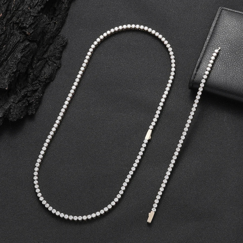 NY Stainless Steel Tennis Necklaces Woman Trend Men Women Iced Out 4mm Zircon Tennis Chains Jewelry No Fade