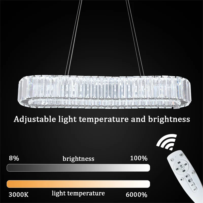 GreeLustr Indoor K9 Crystal Oval Ring Pendant Lamp Living Room