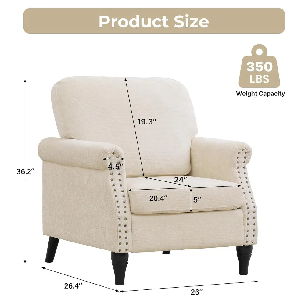 Accent Chair for Living Room, Modern Mid Century Reading Chair Armchair High Back Upholstered Armchair, Customized