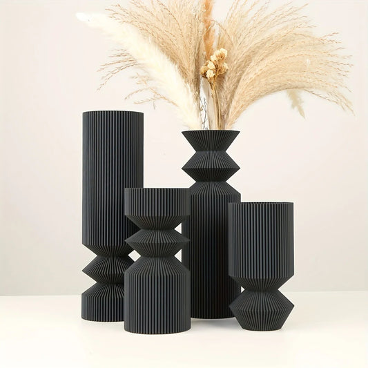 1 Nordic Black Plastic Vase for Home Decoration - Simple and Elegant Design for Living Room and Dining Room Decoration