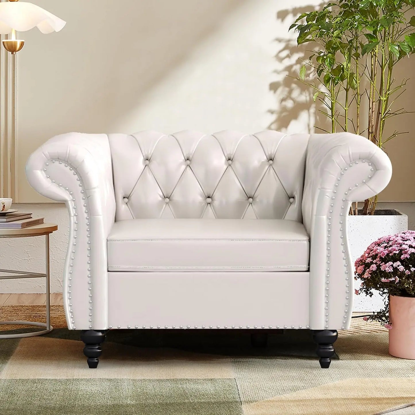 Accent Sofa Chair for Living Room, Modern PU Leather Upholstered Armchair, Oversized Comfy Single Sofa Chair, Customized