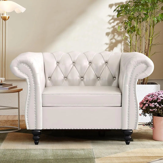 Accent Sofa Chair for Living Room, Modern PU Leather Upholstered Armchair, Oversized Comfy Single Sofa Chair, Customized