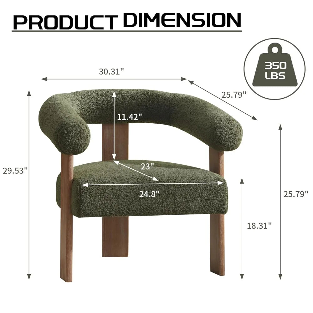 Accent Chair Living Room Chairs Set of 2, Modern Upholstered Arm Chair with Solid Wood Legs, Comfy Barrel Accent, Customized
