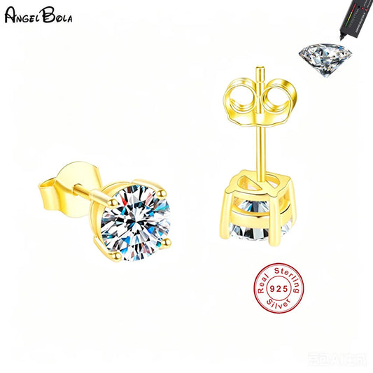 Angel Bola Charm Moissanite Stud Earrings S925 Sterling Silver Gold / Silver  Earrings for Women Luxury Wedding Jewelry