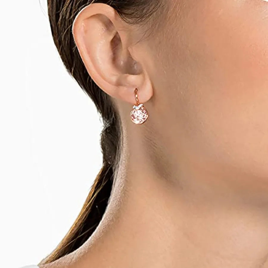 Bella V Crystal Earrings, Grey, Yellow, Clear, Rose Color Crystals, Part of the Bella V Collection