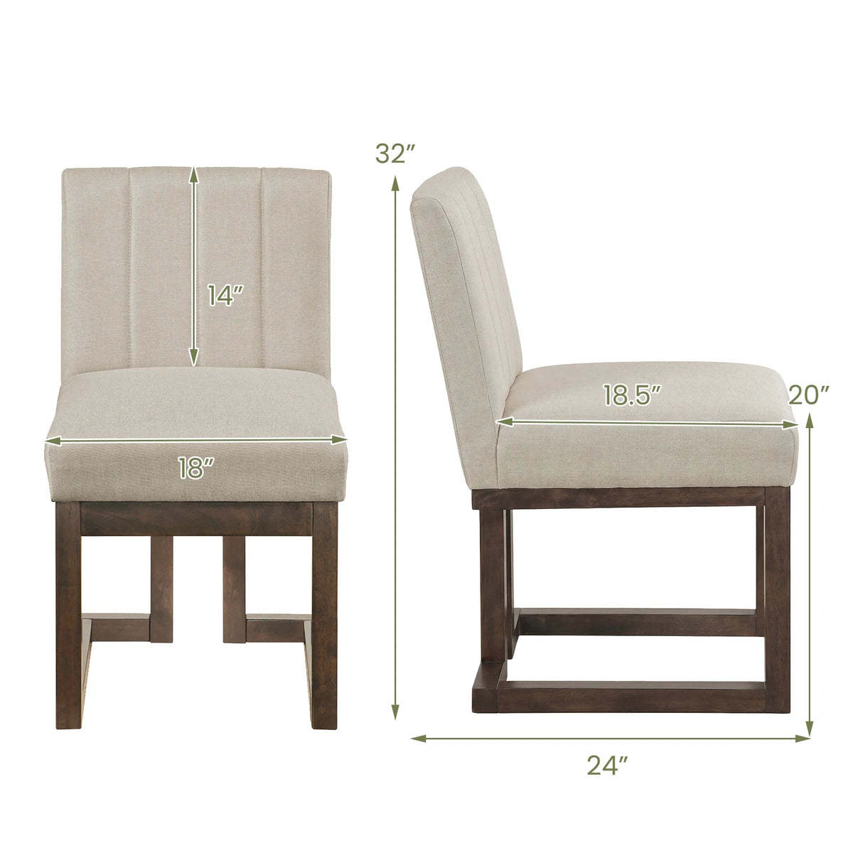 HOMASIS Wooden Farmhouse Dining Chairs Featuring Fabric Upholstery Pair