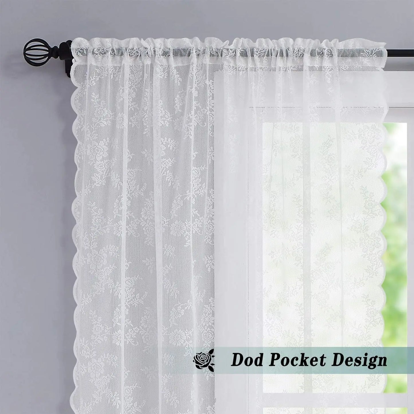 Vintage Embroidered Floral Chiffon Lace Curtain For Living Room