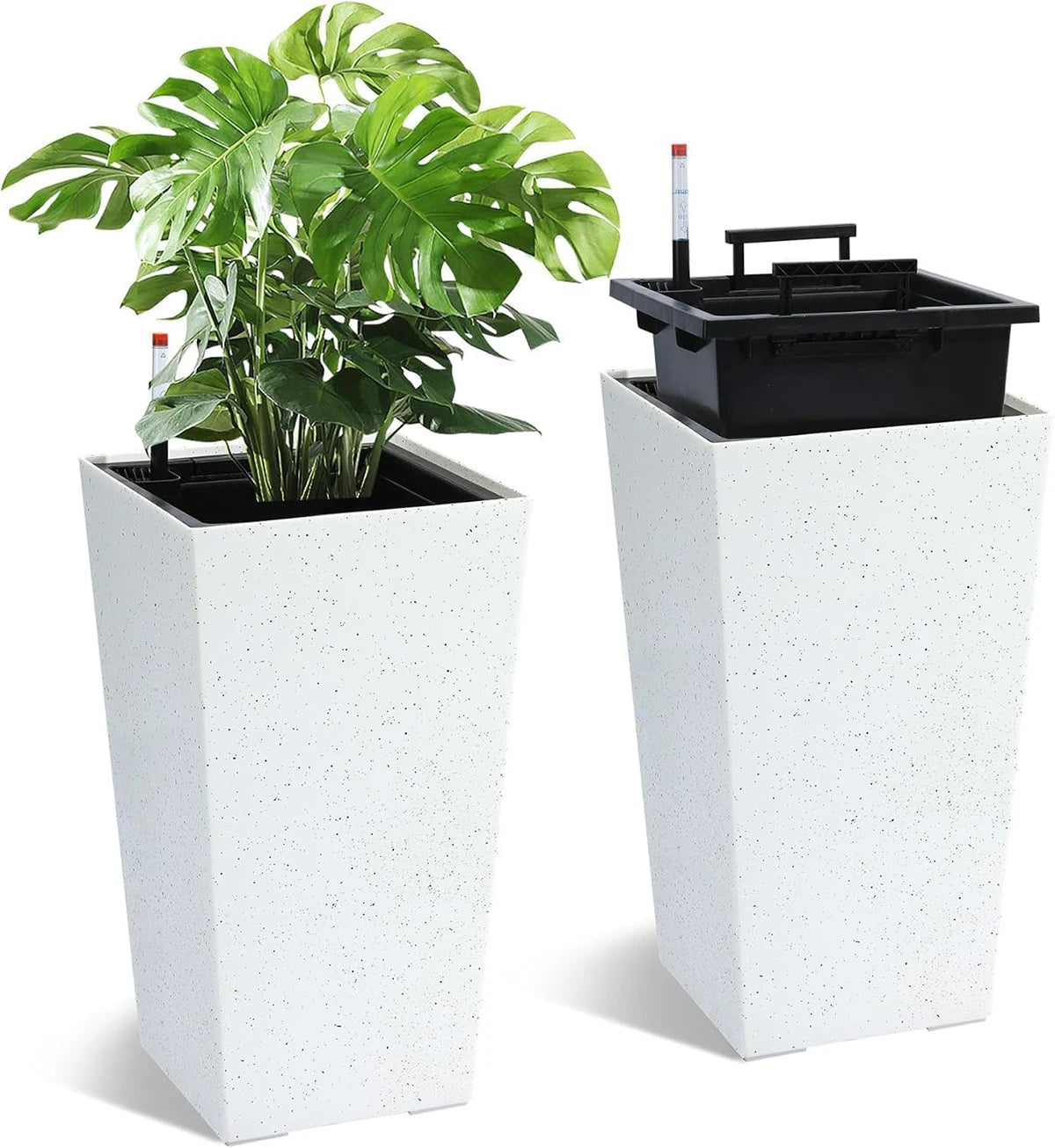 Twister Ck Rectangular Planter Set With Drainage And Water Monitor
