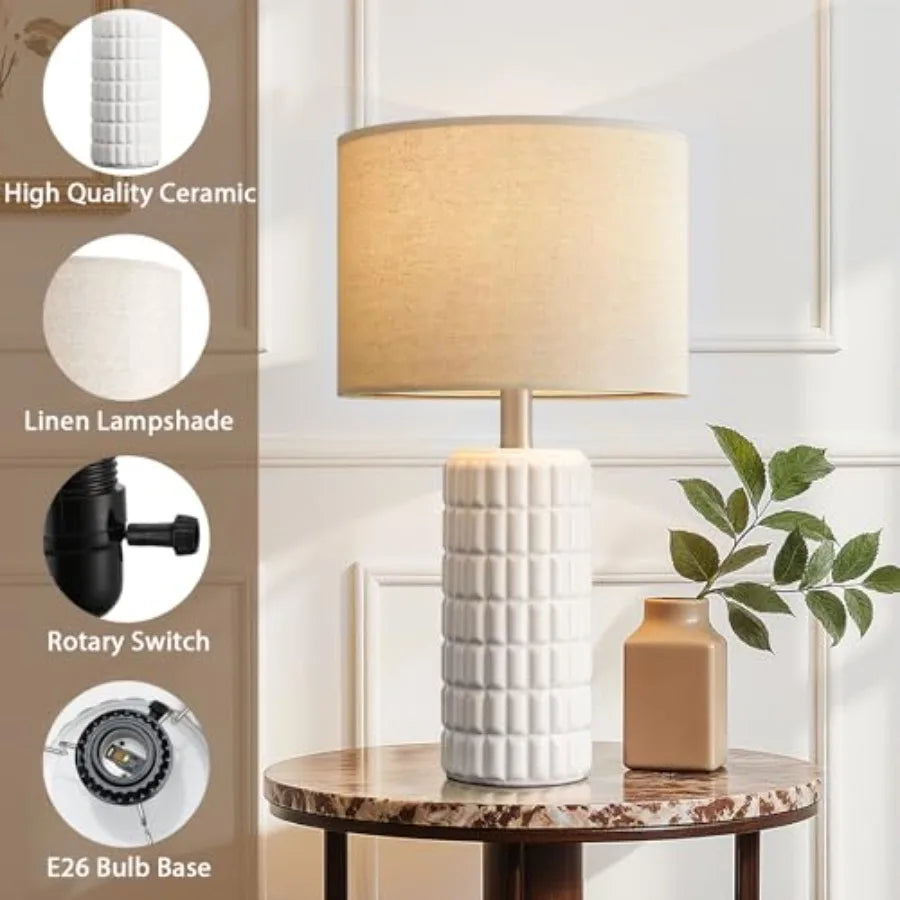 Modern Ceramic Table Lamps Set of Two for Bedroom Decor