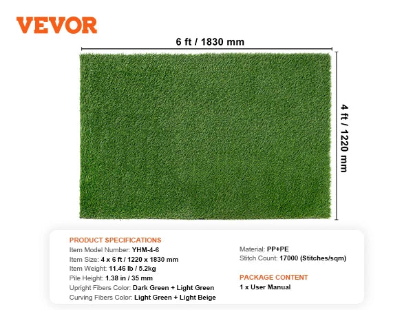 CooRug Artificial Grass Outdoor, Realistic Artificial Turf Grass Rug, Large Fake Grass for Dogs Indoor Outdoor Garden Lawn Land