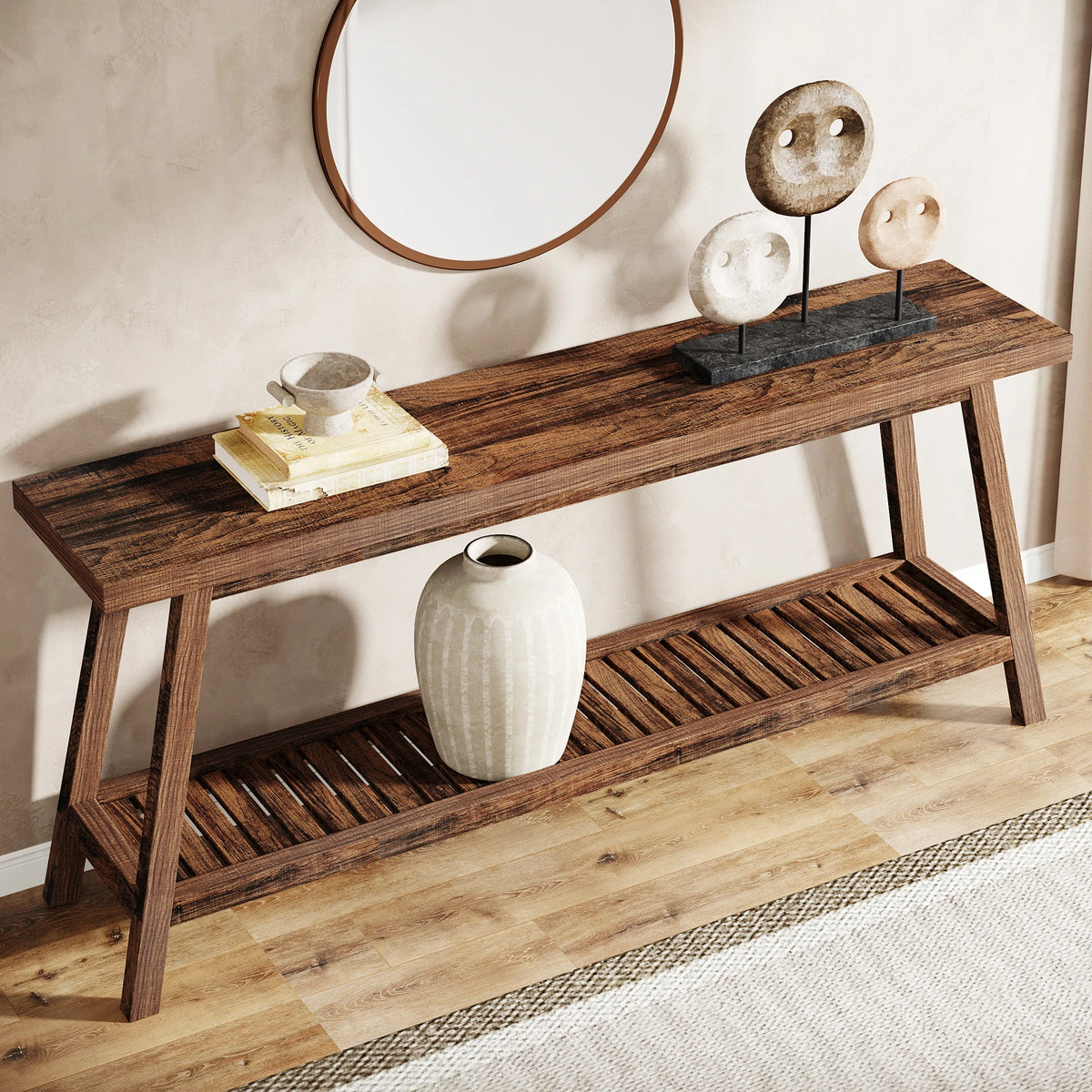 Tribesigns Wood Console Table Provides Reliable Dual Storage Shelves Today