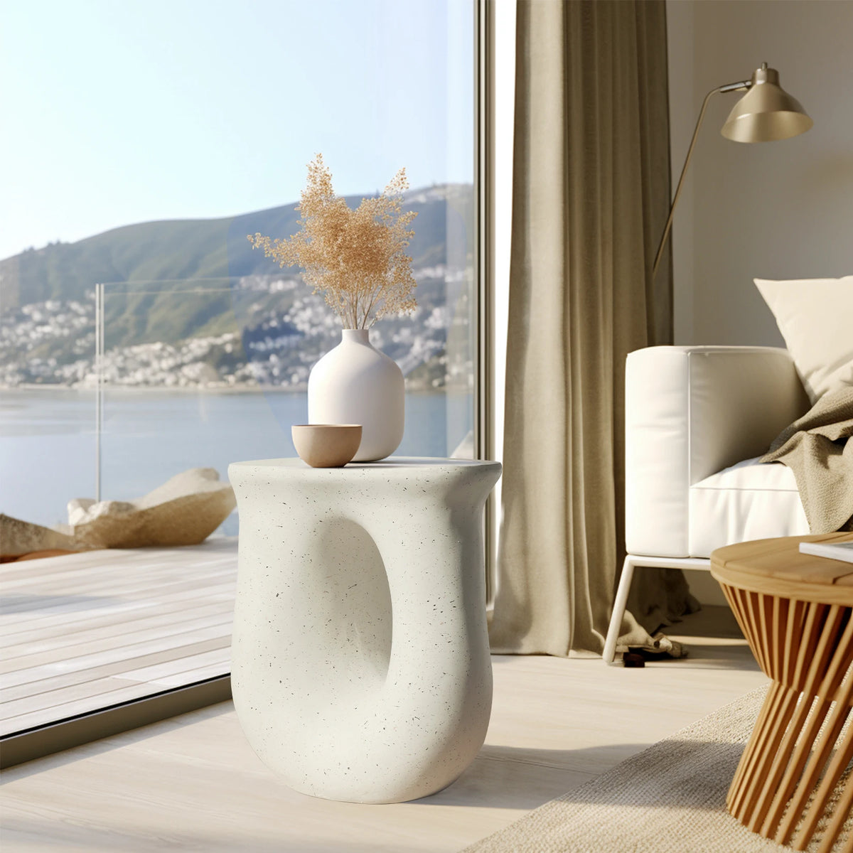Wisfor Modern Oval Pedestal Side Table For Home Decor
