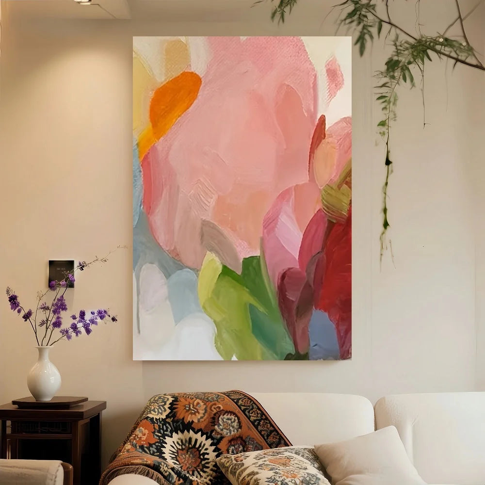 Framed Modern Abstract Flower Canvas Wall Art Print