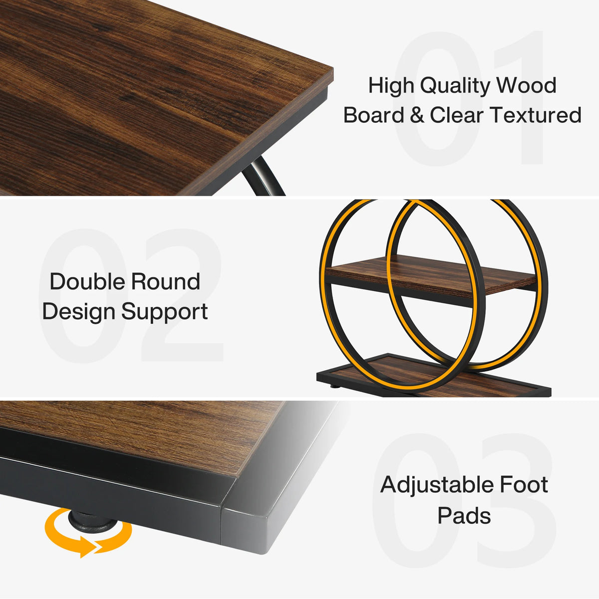 Tribesigns Industrial End Table With 3 Storage Shelves Metal Frame